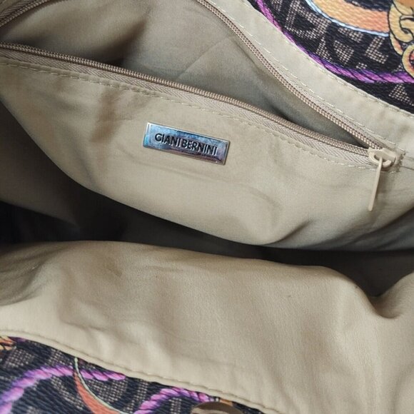 Giani Bernini Purse Handbag Shoulder Bag Faux Leather Brown Tassel/Belt Print - Picture 5 of 12